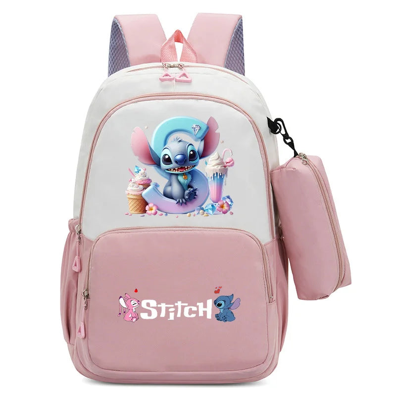 Stitch Disney Girls Schoolbag with Pencil Bags Women Travel Bag New Backpacks for Student Children Large Capacity Bookbag Gifts