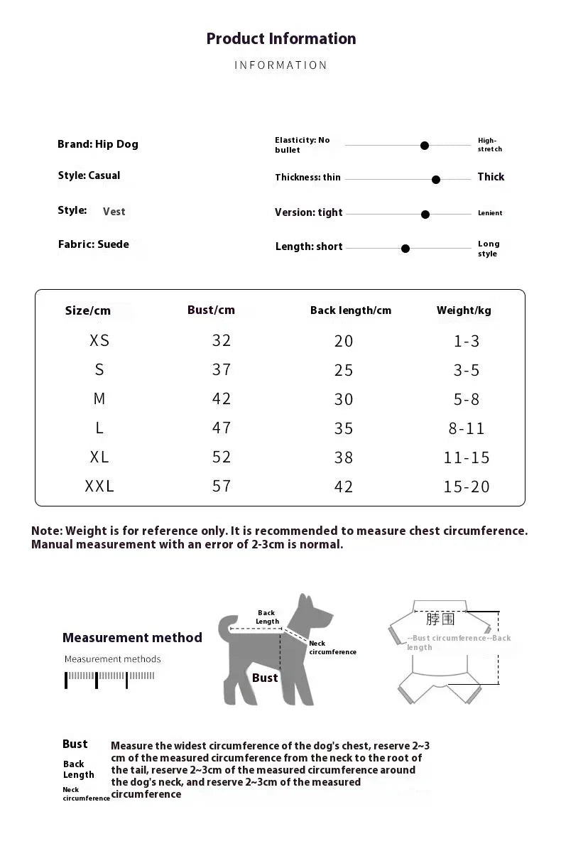 Winter Fleece Lined Dog Vest Jacket with Harness for Small Breeds Teddy Bichon Puppy Suede Apparel  Dog Clothes  French Bulldog