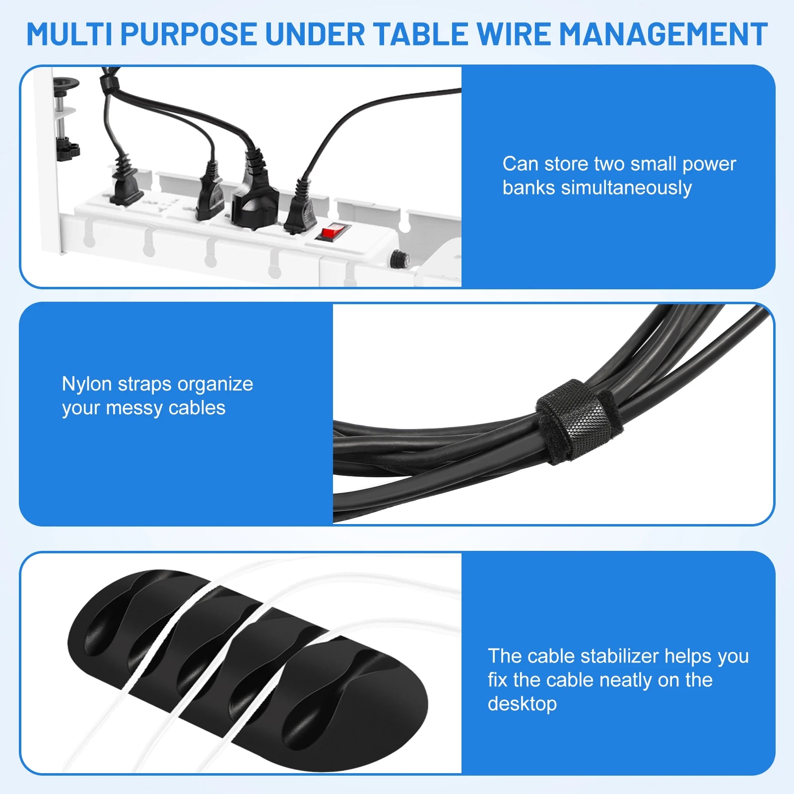 Extendable Under Desk Cable Management No Drilling Metal Cable Tray Space Saving Multipurpose Household Hanging Organizer Shelf