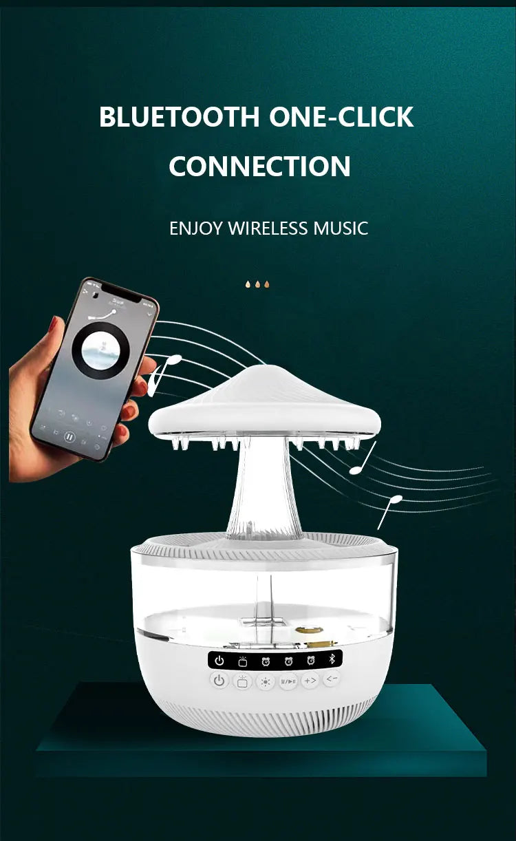 Cloud Rain Humidifier Colorful Mushroom Cloud Rain Drop Bedroom Sleep Night Light Rain Aromatherapy Machine Humidifier