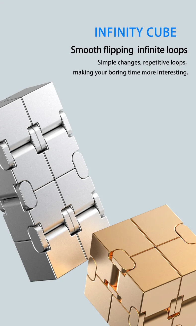 Upgraded Fashion Metal Cube - Anti-Anxiety Decompression Toy, Brain Teaser Game for ADHD, Creative Office Desk Gadget fidget toy