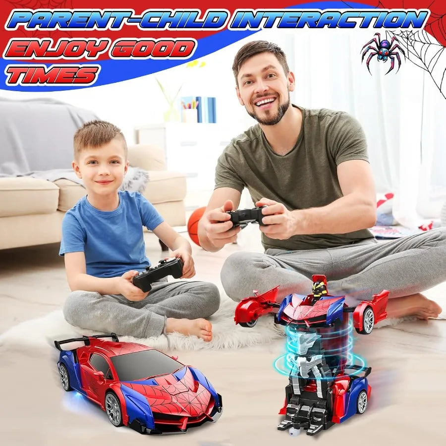 2.4GHz Deformable Spider Remote Control Car - Robot Car with Stunts, Rechargeable Battery & LED Lights, Toy Gift for Boys Girls