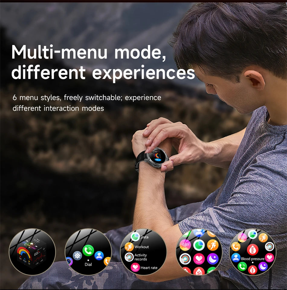 LIGE Military Smart Watch Men 1000mAh Battery Outdoors LED Flashlight Waterproof Heart Rate Sport BT Call 1.7" AMOLED Smartwatch