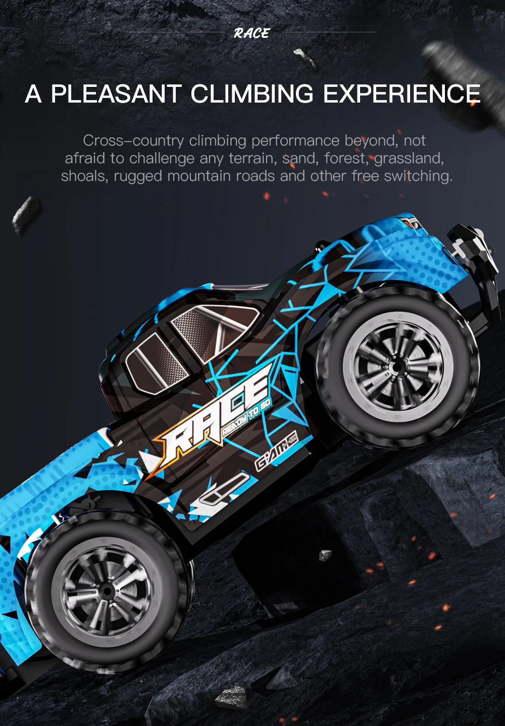 ZWN 1:16/1:20 2.4G Model RC Car With LED Light 2WD Off-road Remote Control Climbing Vehicle Outdoor Cars Toy Gifts for Kids
