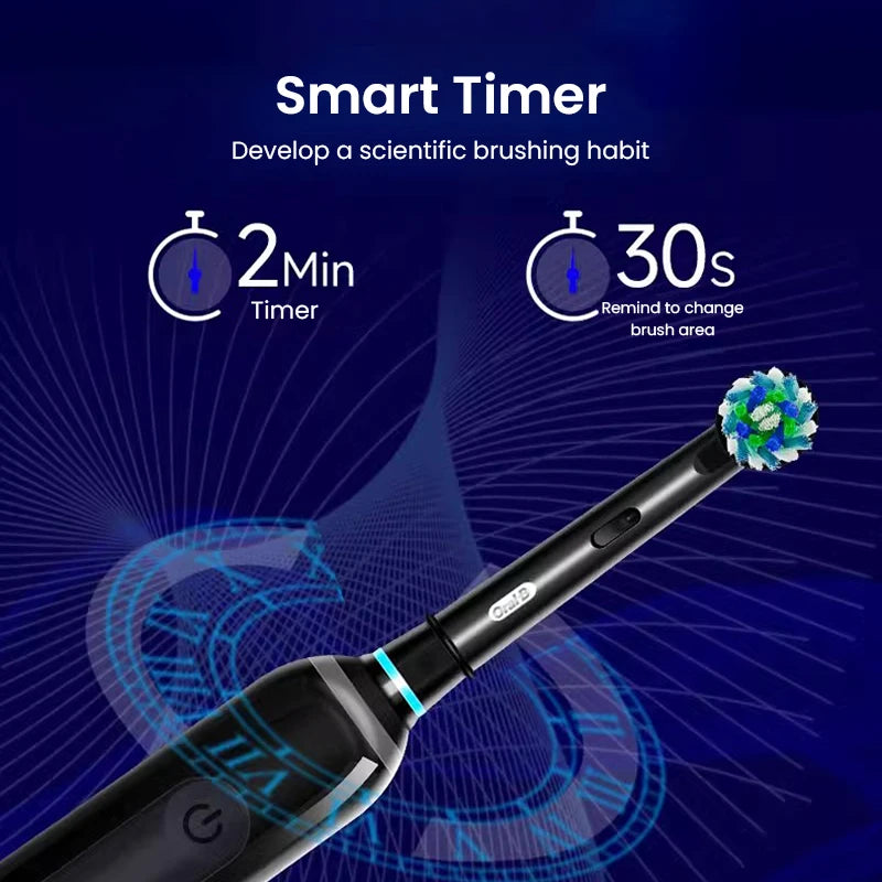 Oral B Pro 4 Ultra Electric Toothbrush 3D Rotation Rechargeable Teeth Brush Pressure Sensor 4 Brushing Modes 2 Min Timer