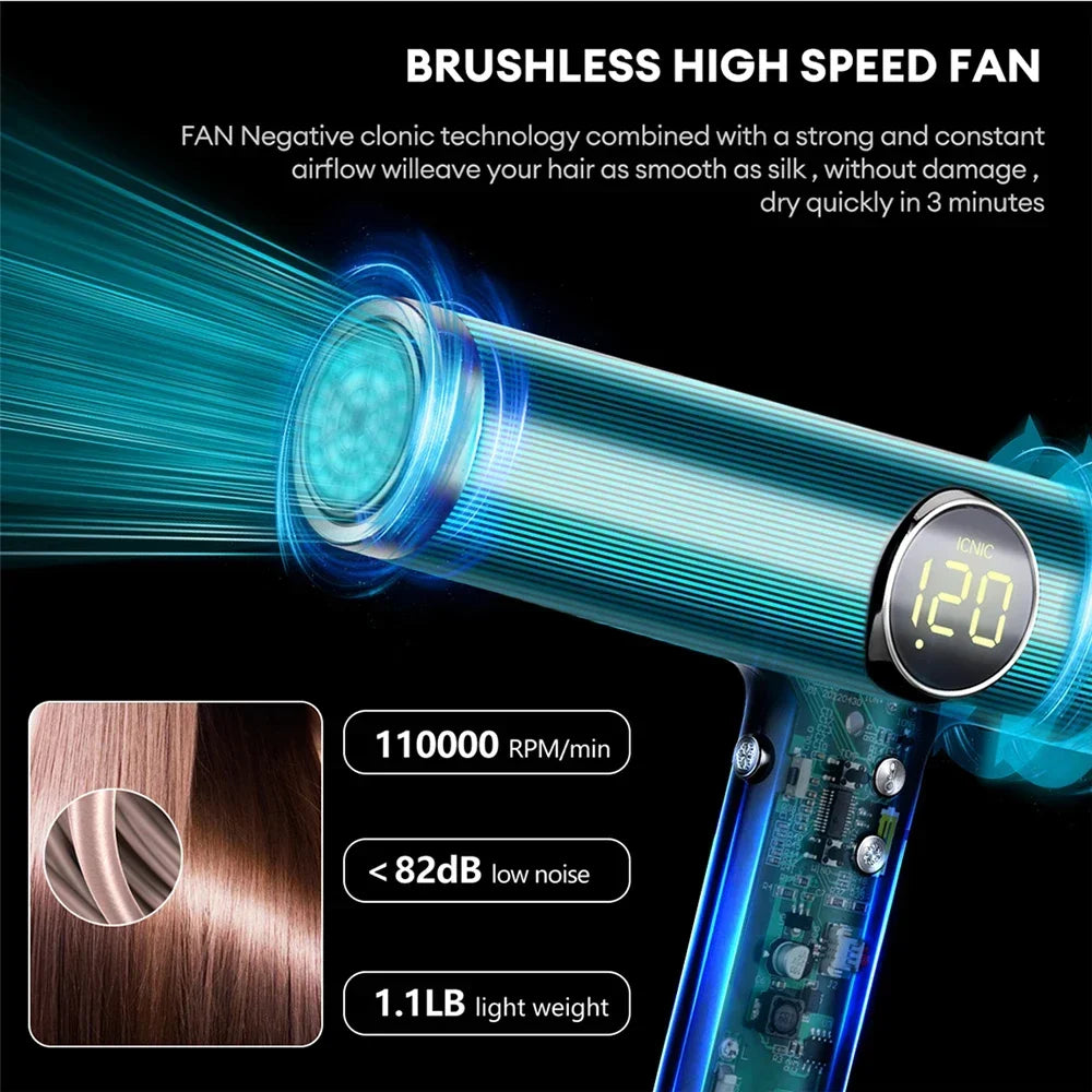 110000RPM Professional Hair Dryer Brushless Negative Ions Blow Dryer 1800W Powerful Lownoise 5 in 1 Salon Hair Airwrap Styler