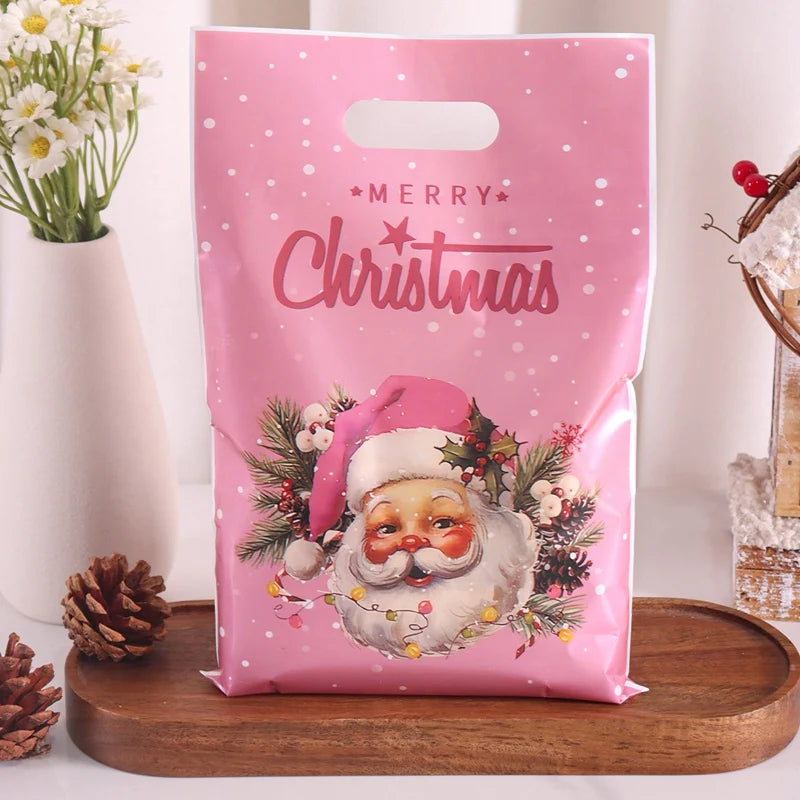 50pcs Christmas Gift Bags Christmas Decorations for Home 2025 Xmas Gifts New Year 2026 Santa Claus Snowman Candy Packaging Bags