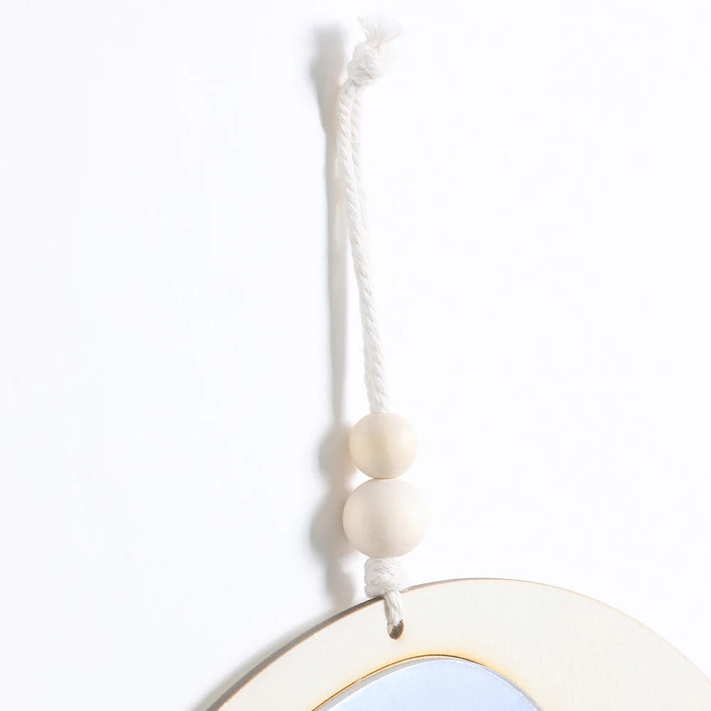 Wooden Mirror Home Decor Boho Wall Mirrors for Living Room Bedroom Tai Chi Yin Yang Wood Mirrors Room House Feng Shui Decoration