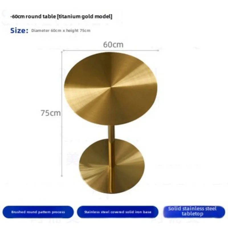 Simple Modern Industrial Style Cafe Stainless Steel Small Round Table Outdoor Leisure Round Iron Table Metal Dining Table