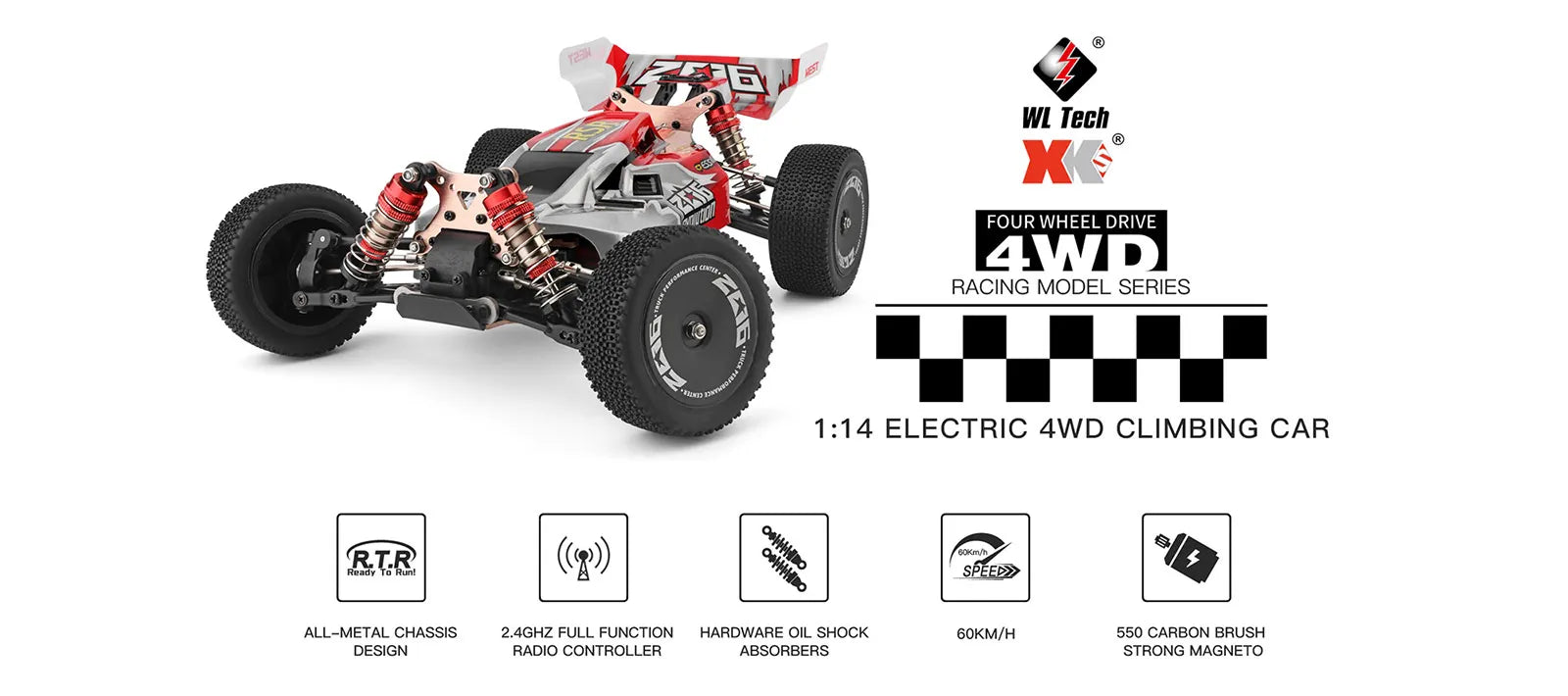 WLtoys 144001 1:14 RC Racing Car 65Km/H 2.4G Remote Control High Speed Off-Road Drift Shock Absorption Adult Boys Toys Kids Gift