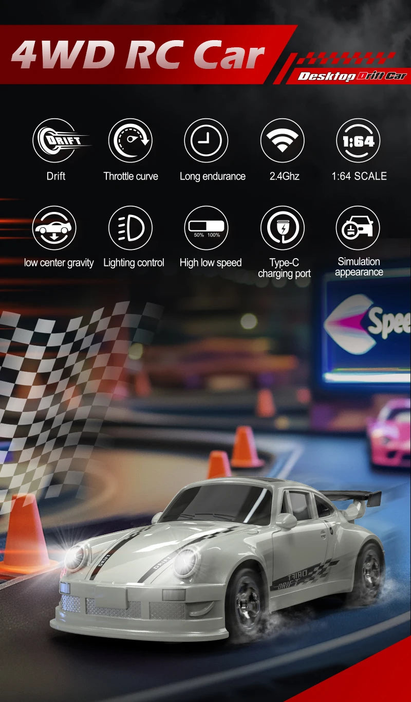 Kf20 1/43 Mini Rc Drift Car Full Scale 4wd Desktop Rc Vehicle Simulation Of Remote Control Models Toys For Kids Christmas Gifts