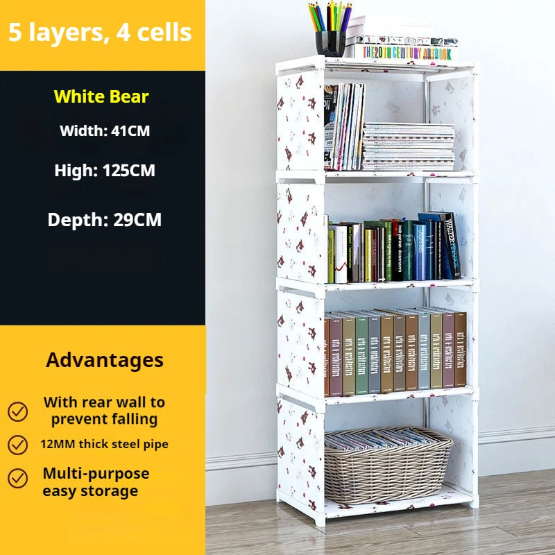 Bookshelf Simple Storage Locker Living Room Cabinets Easy Assembly Bookcase Multi-layer Metal Storage Rack 수납가구 이동식 수납장