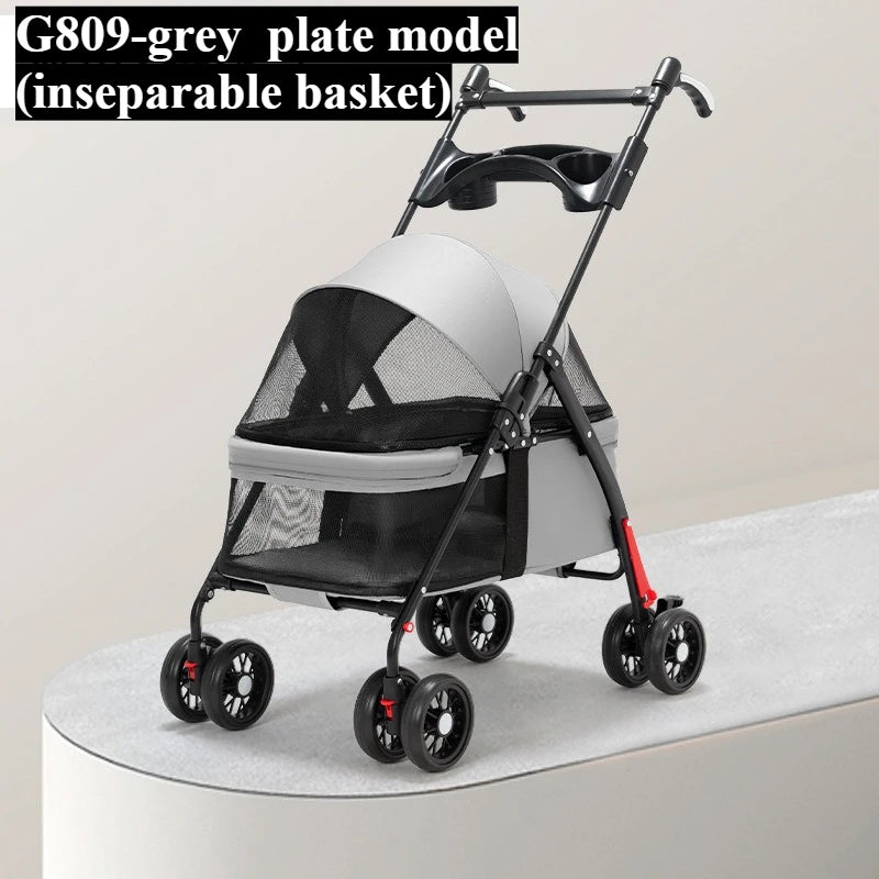 Lightweight Pet Stroller for Cats & Dogs - Foldable Dog Cat Carrier for Small Pets like Teddy & Puppies