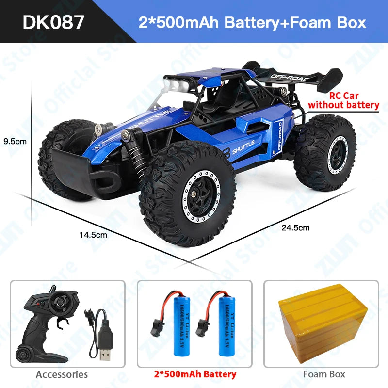 ZWN 1:16/1:20 2.4G Model RC Car With LED Light 2WD Off-road Remote Control Climbing Vehicle Outdoor Cars Toy Gifts for Kids