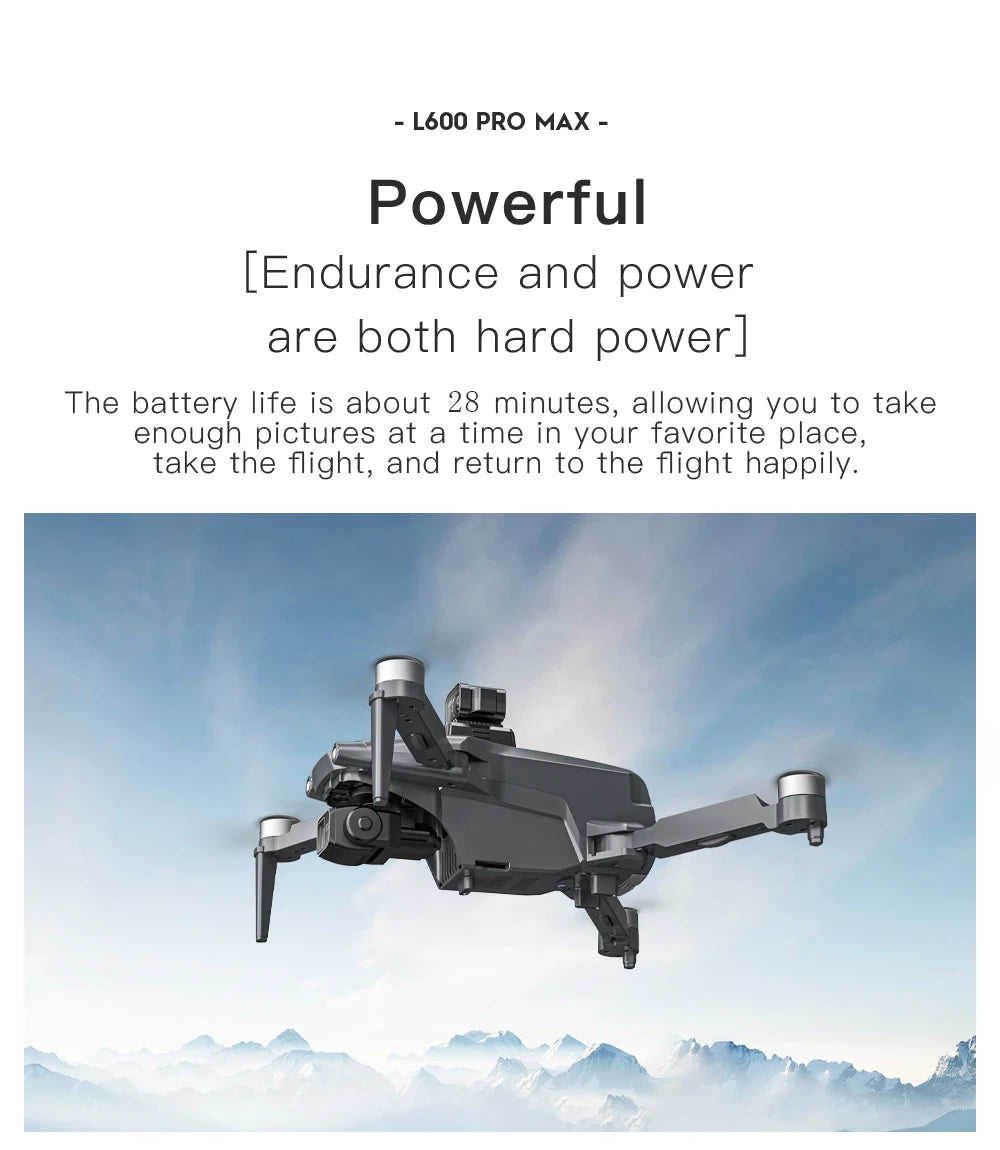 L600 PRO MAX GPS Drone Professional 4K 3-Axis PTZ HD Dual Camera Obstacle Avoidance Brushless Motor 5G WIFI RC Quadcopter Toys