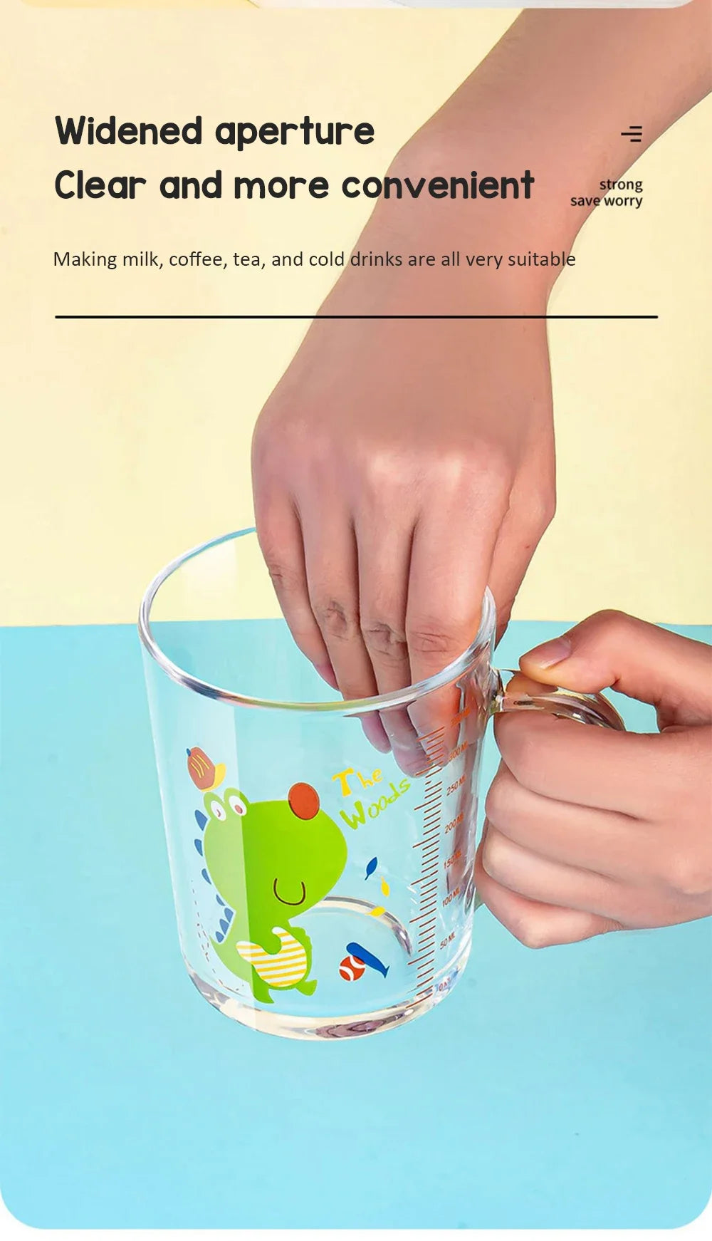 350ml Cute Unicorn Children Milk Cup With Scale Transparent Breakfast Cup With Straw Lid Cartoon Glass Cup For Kids Drinkware