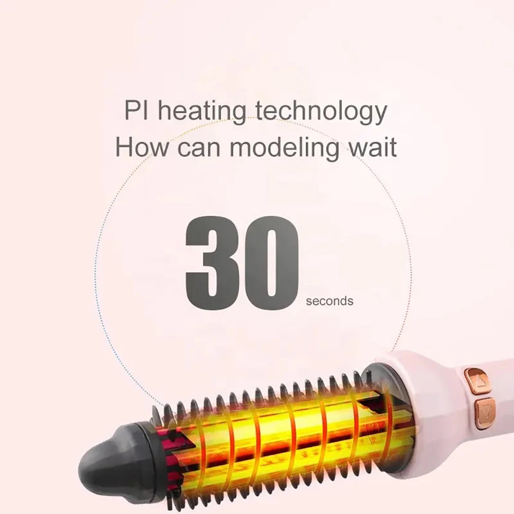 Automatic Rotating Electric Hair Brushes 2 in 1 Straightening and Curling Ionic Hot Comb Ceramics Fast Heating Anti -scalding