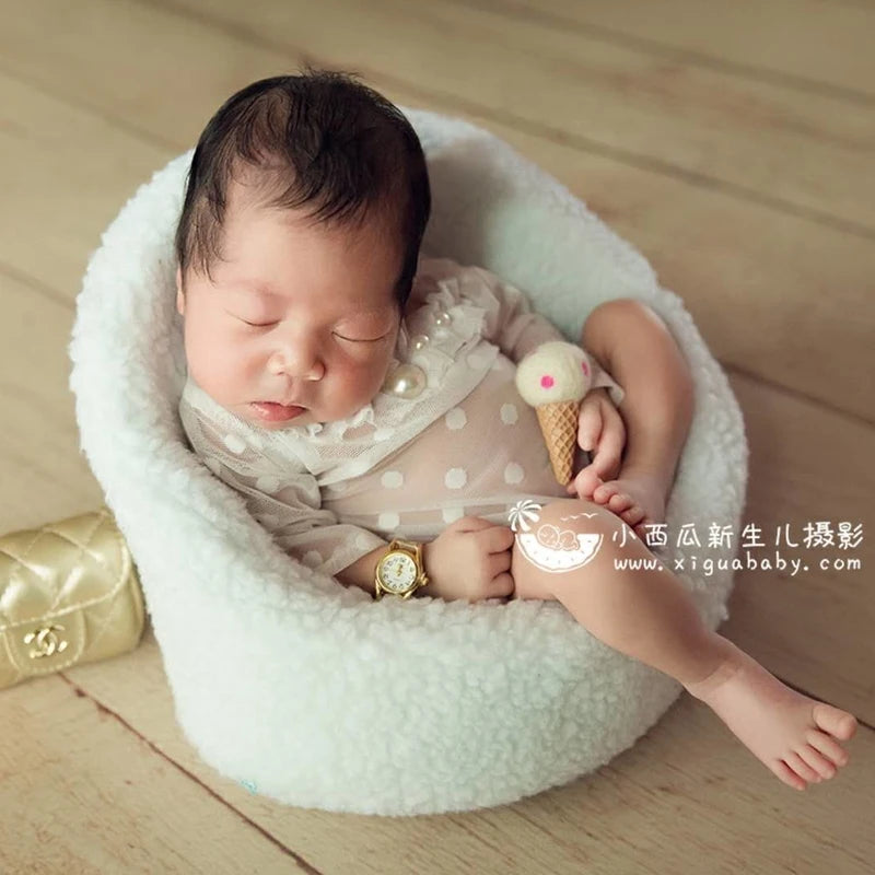 ❤️Newborn Photography Props Accessories White Plush Sofa Studio Baby Photo Accessory Bebe Shot Seat Decoration Stool Fotografia