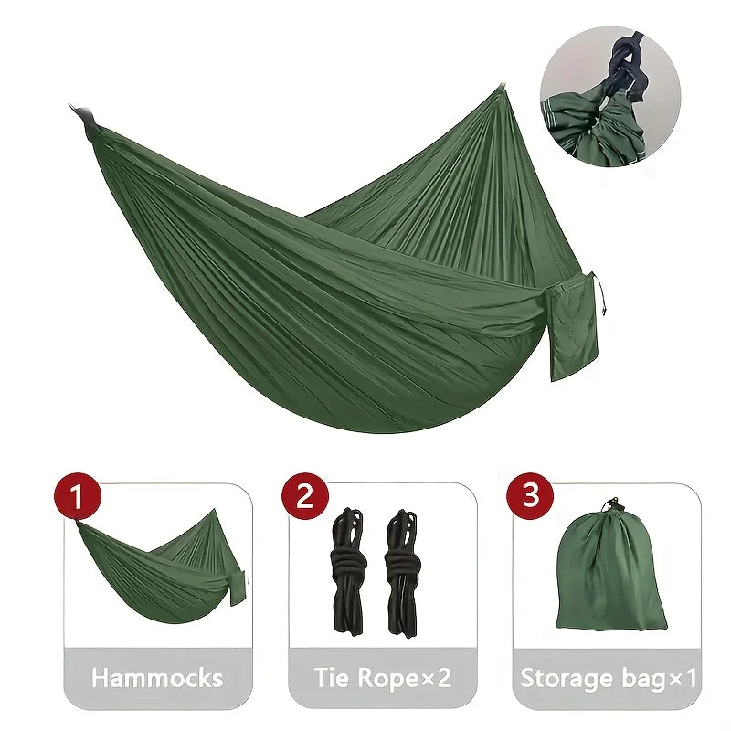 1Set Hammock with Straps and Storage Bag, Lightweight and Durable Textile Material Suitable for Beach Picnics and Hiking Trips