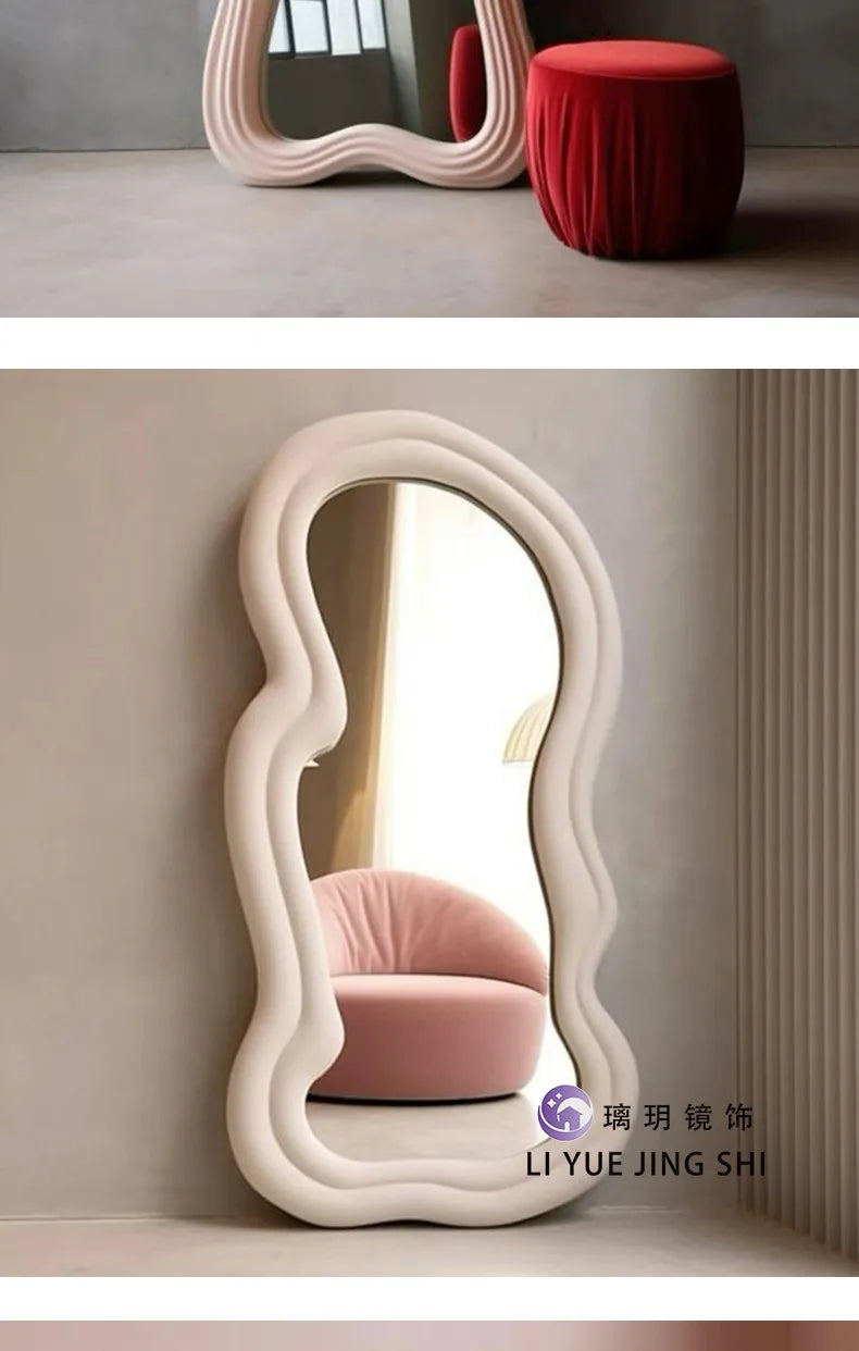 Modern Ornament Mirror Aesthetic Irregular Women Kawaii Design Mirror Standing Dorm Espejos Decorativos Home Accessories