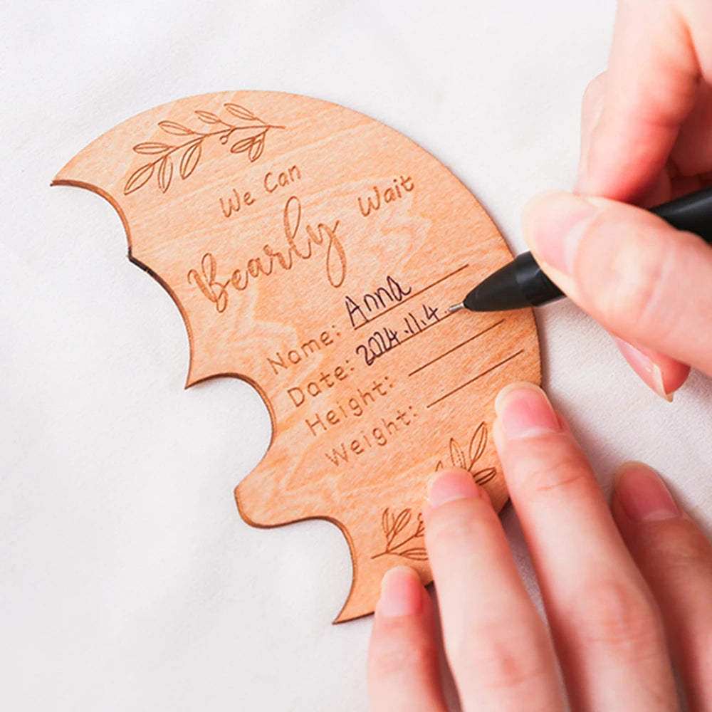 Baby Wooden Milestone Cards Bear Puzzles Memorial Monthly Cards for 0 12 Months Newborn Photography Accessories Birthing Gift