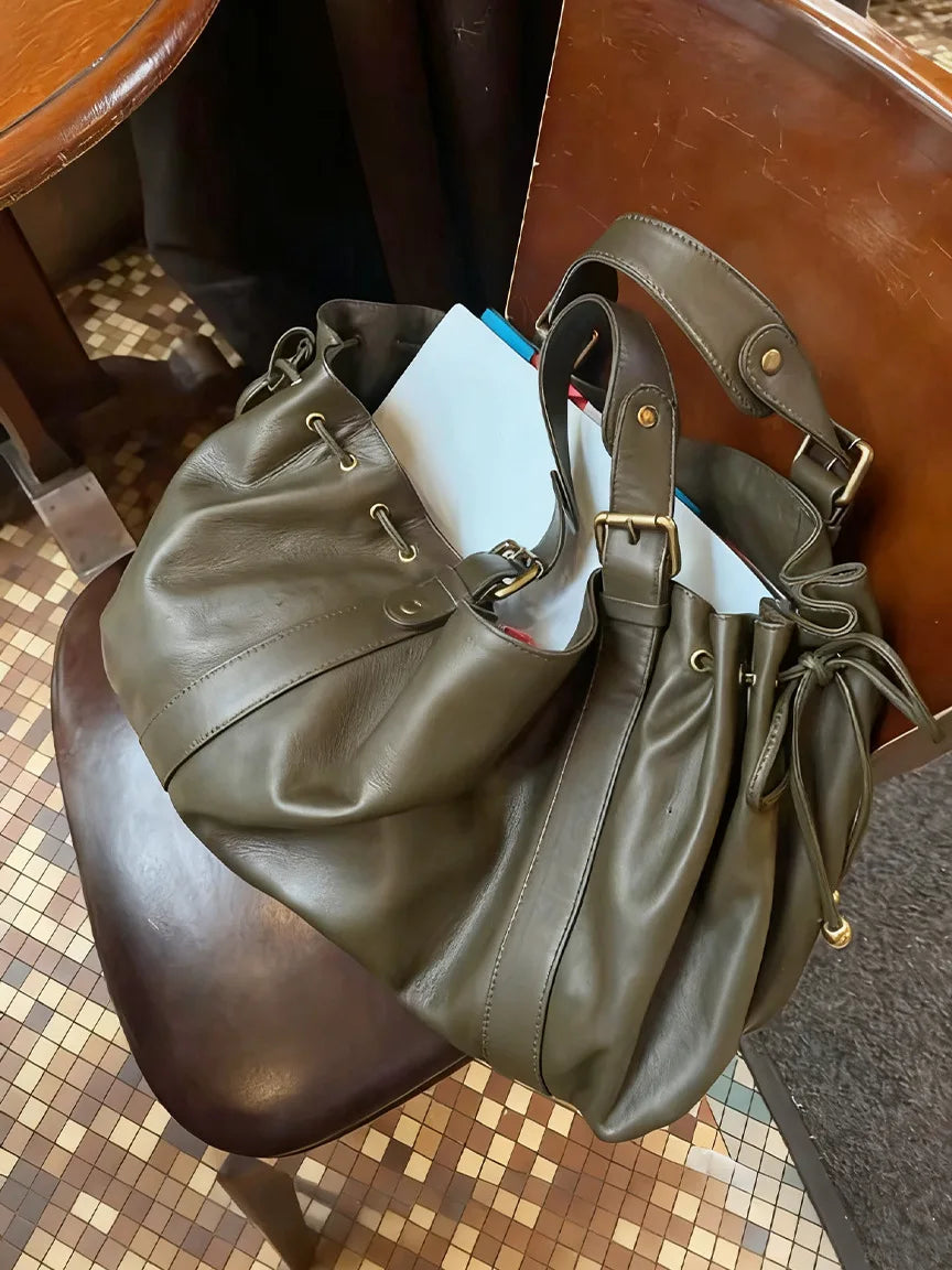 Fashion Large Capacity Boston Bag Designer Women Handbags Luxury Soft Crumpled Pu Leather Shoulder Crossbody Bags Commuter Bag