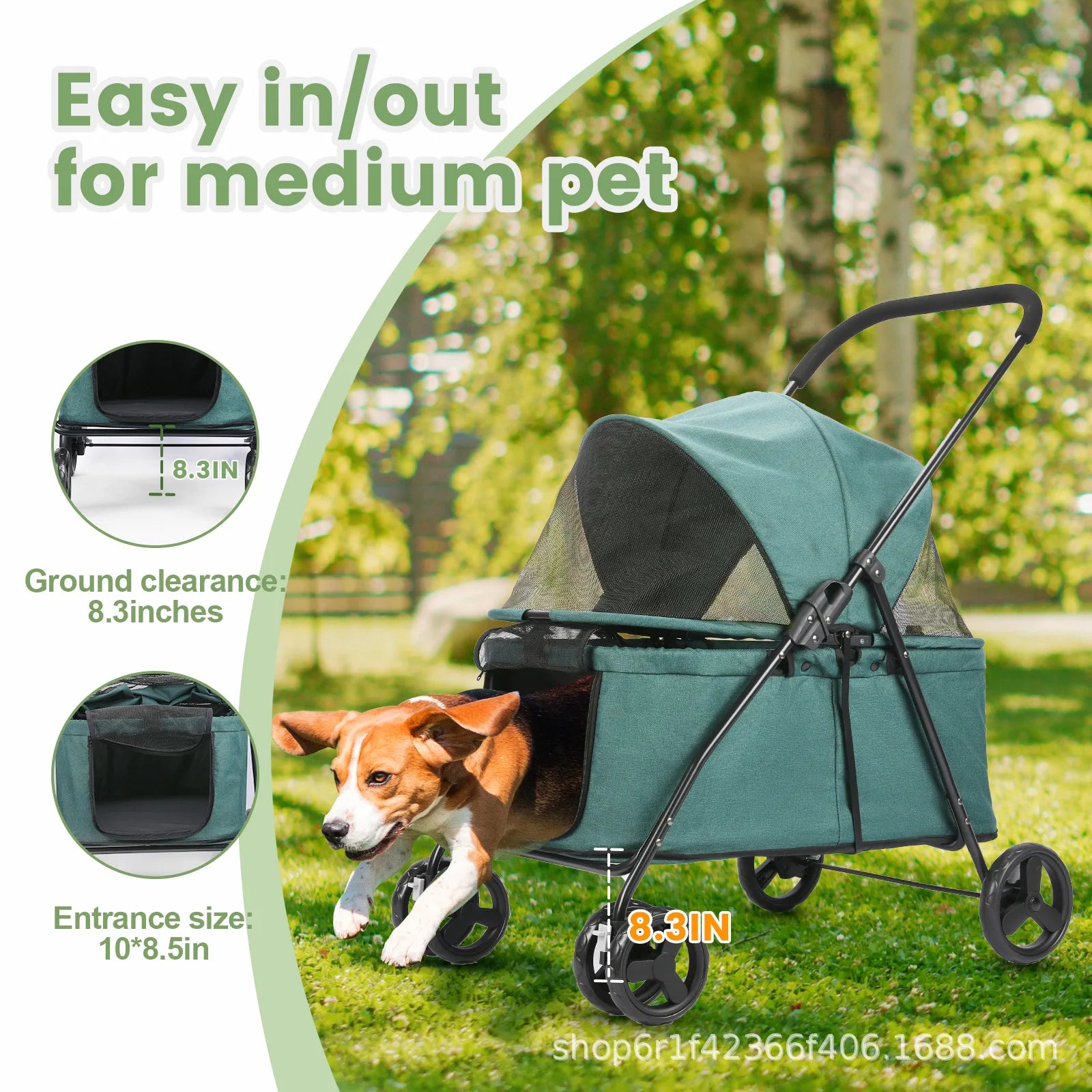 Large Pet Travel Strollers Foldable Enlarged Dog Cart Artifact Large Space for Easy Folding and Portable Travel Pet Products