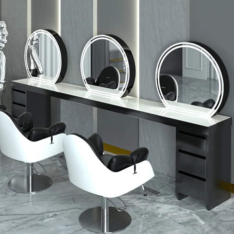 Barber shop hair salon special single and double-sided floor mirror table barber shop special hair mirror