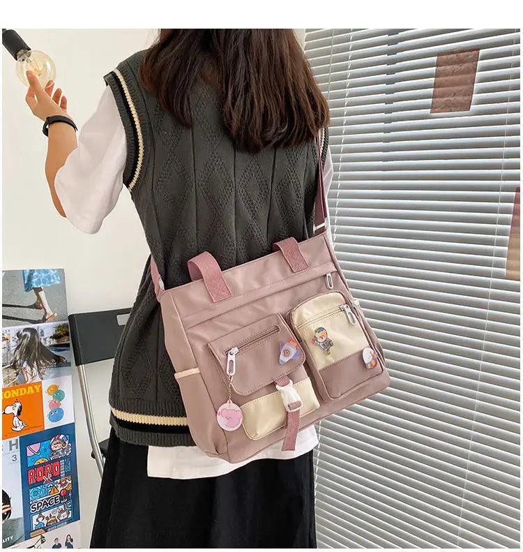 Waterproof Canvas Women Handbags Shoulder Bag Nylon Ladies Messenger Bag Oxford Crossbody Bags Tote Book Bags for Girls Satchels