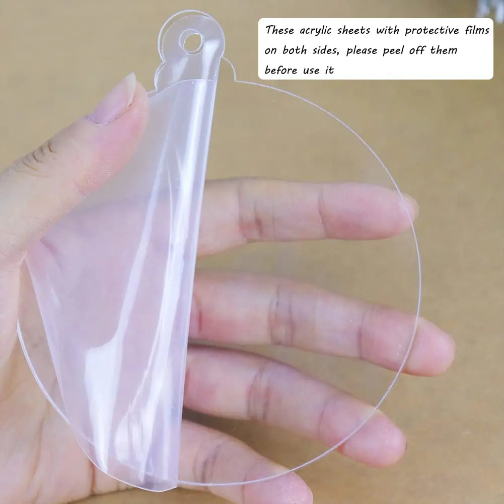 50pcs 3 Inch Clear Blank Acrylic Christmas Ornaments 2023 Unfinished Round Acrylic Christmas Ornaments For DIY Craft Hanging Orn