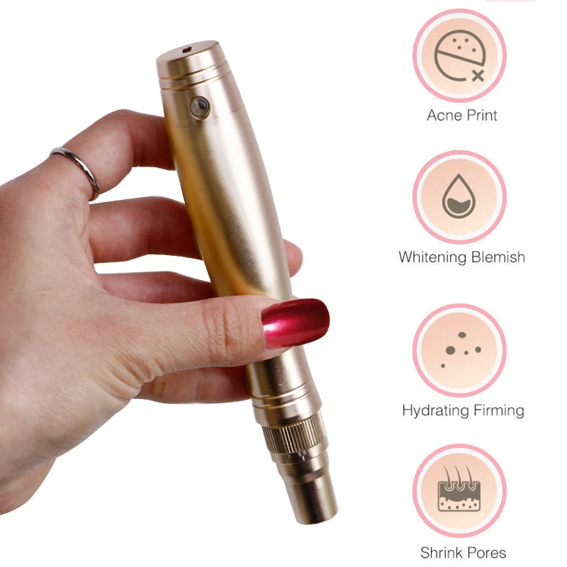 Professional Derma Pen Microneedle Pen With Needles Cartridges Skin Care Device Wireless Microneedling Machine Beauty Tool