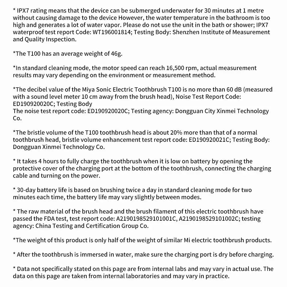 XIAOMI Mijia T100 Sonic Electric Toothbrush Mi Smart Waterproof Tooth Head Brush IPX7 Rechargeable USB for Teeth Brush Whitening