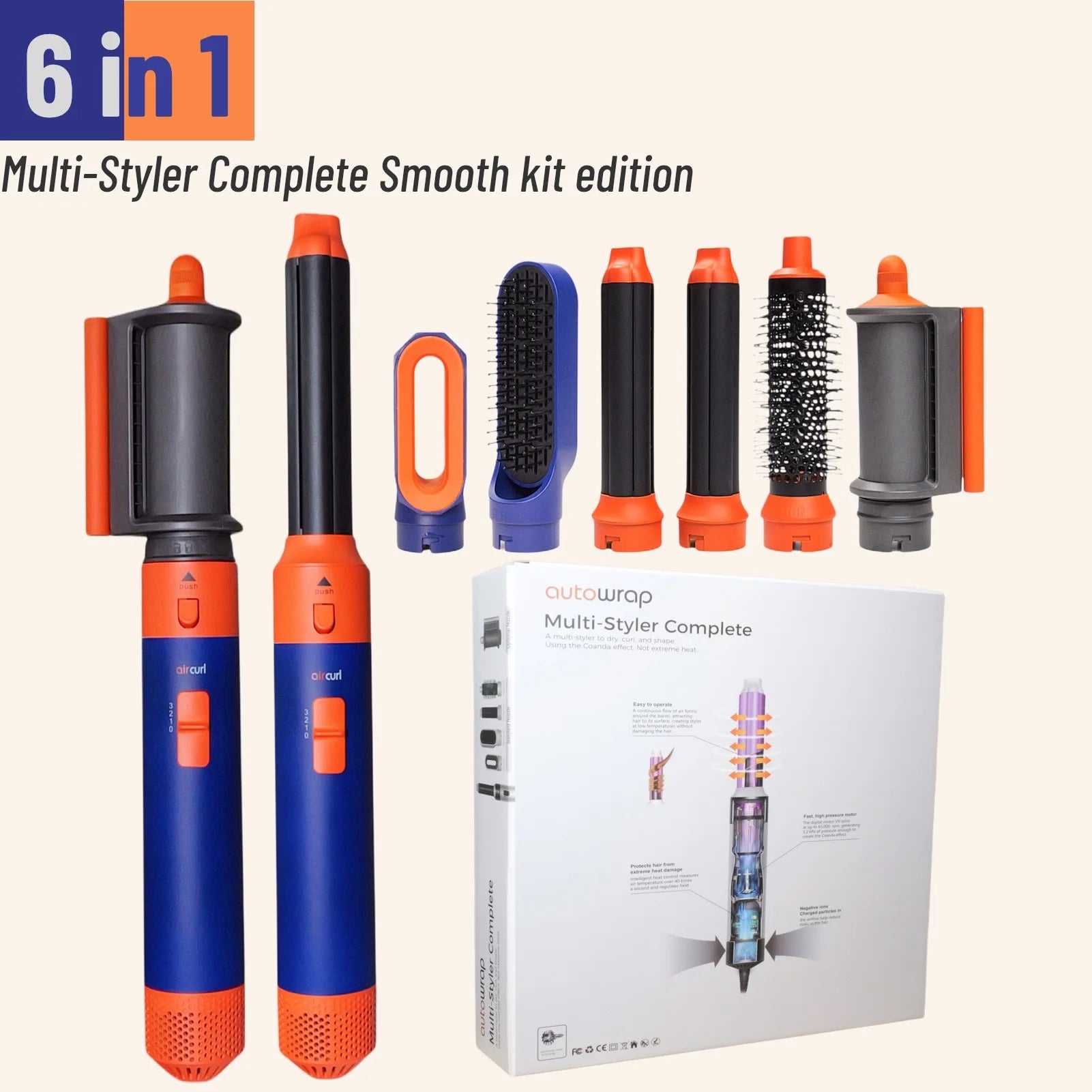 6 In 1 Hair Styler New Smooth Hair Dryer For Hair 6 in 1 hair styler With Curling Barrel Hot Air Brush Styling Tool MultiStyler