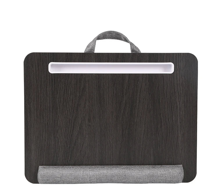 Mumucc Wooden Suspended Bed Study Table, Portable 15 Inch Laptop Desk With Handle, Sponge Cushion AND ABS Slot,Black,Khaki,Brown