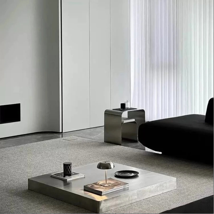 Minimalist Stainless Steel Bedside Table Side Several Integrated Molding Storage Cabinets End Table Furniture