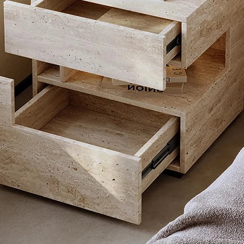 Wabi Sabi Minimalist Nightstands Rectangle Trendy Premium Glam Nightstands Bedroom Hidden Storage Mesilla De Noche Furniture