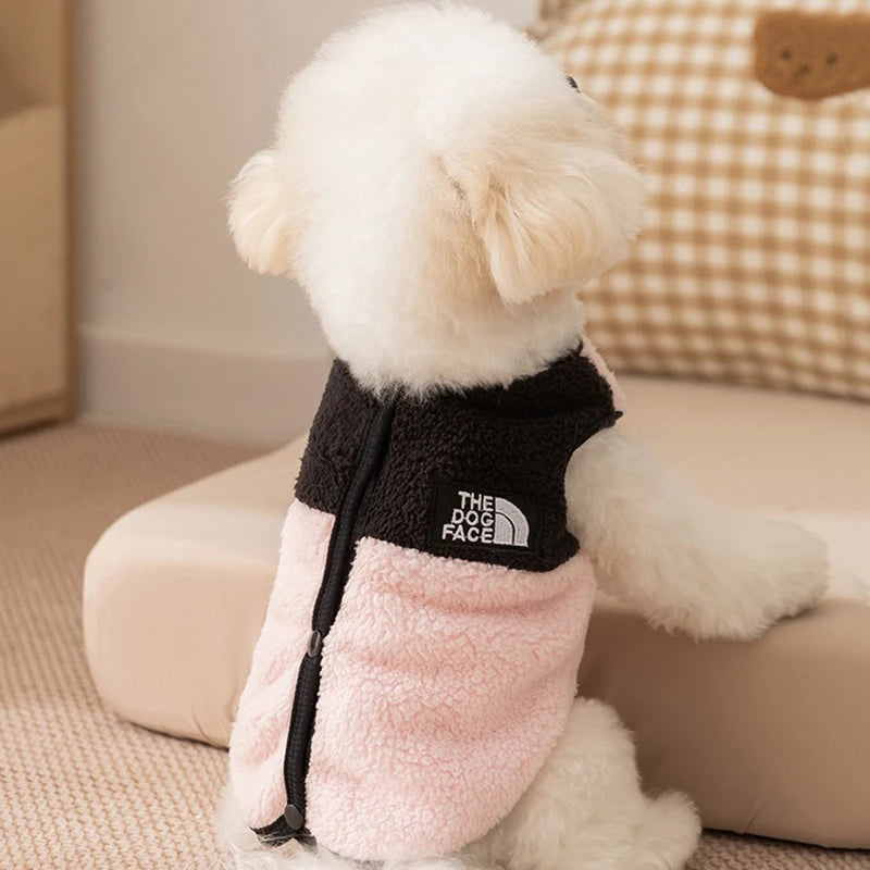 Maltese Plush Vest Winter Dog Clothes Warm Yorkshire Two-Legged Fleece Jacket Trendy Pet Apparel with Traction Buckle