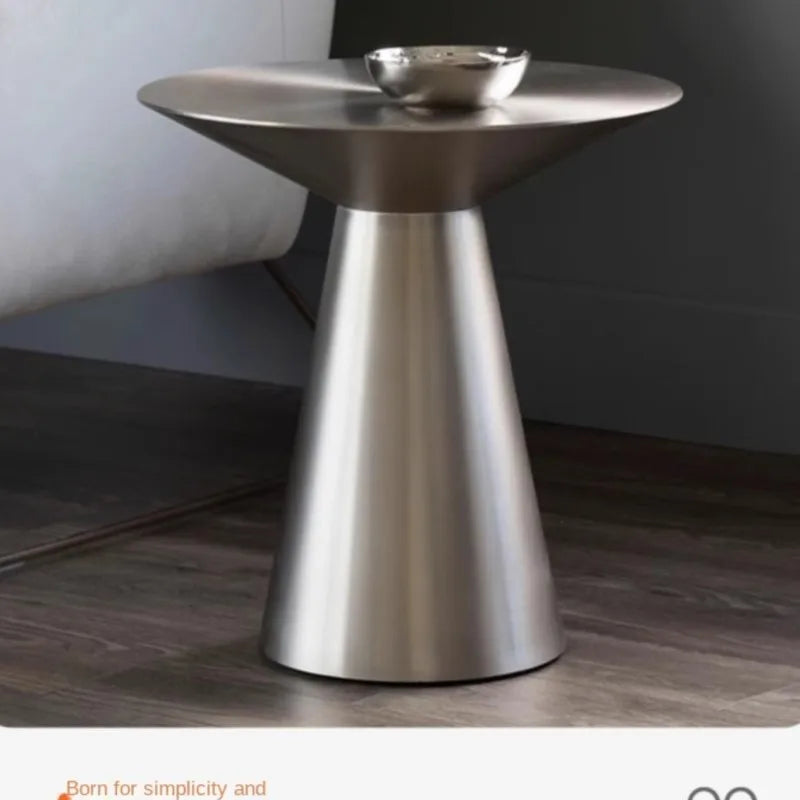 Nordic Modern Stainless Steel Titanium Small Coffee Table Italian Simple Round Small Apartment Stainless Steel Coffee Table 2024