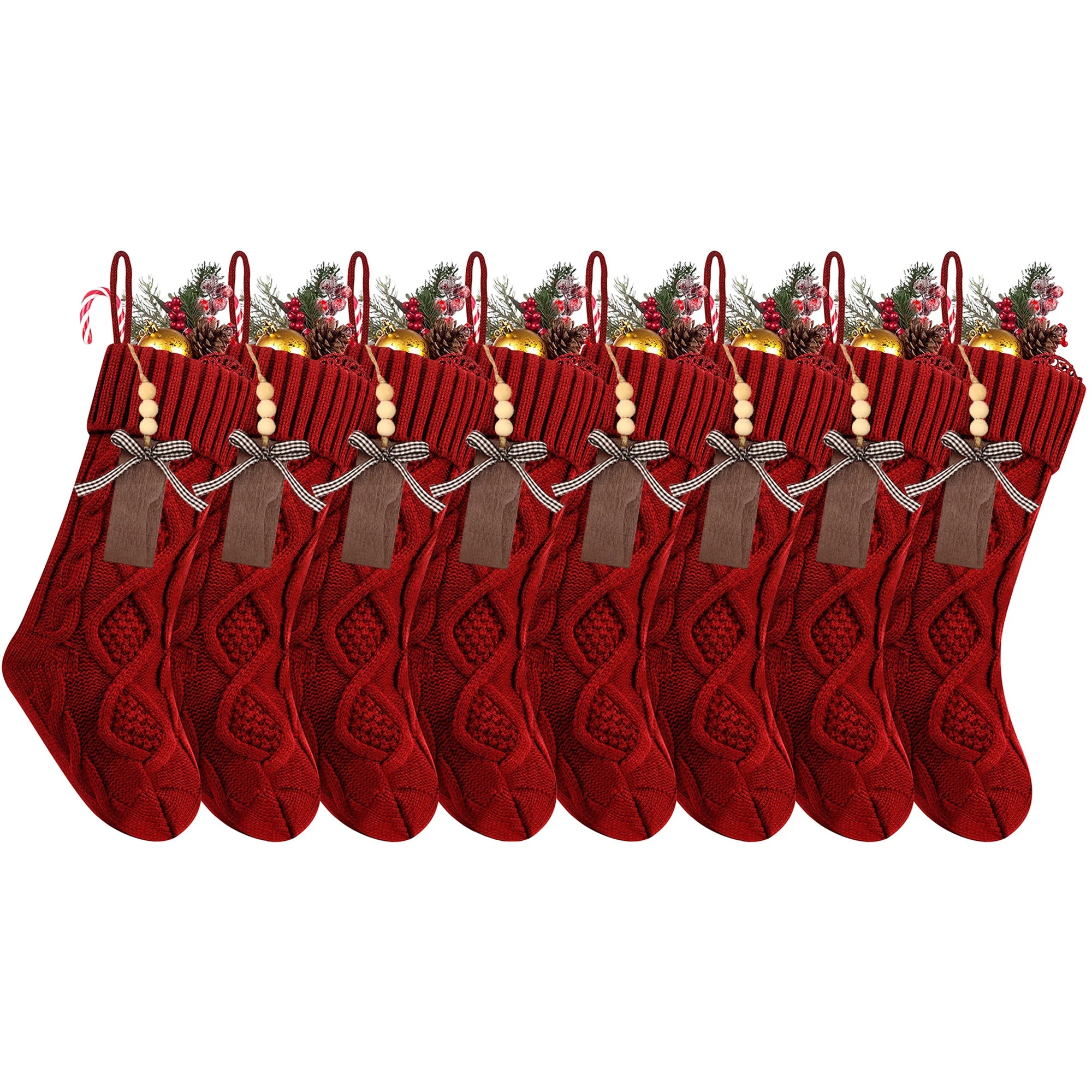 4/6/8PACK Christmas Stockings 18Inches Large Cable Knitted Stocking   Xmas Hanging Stocking Decorations with Name Tags