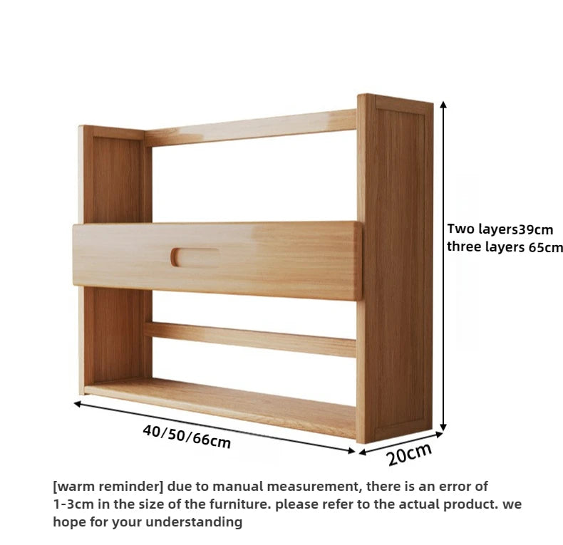 Simple desktop bookshelf dormitory multi-layer storage rack home student desk finishing shelf solid wood with extraction rack