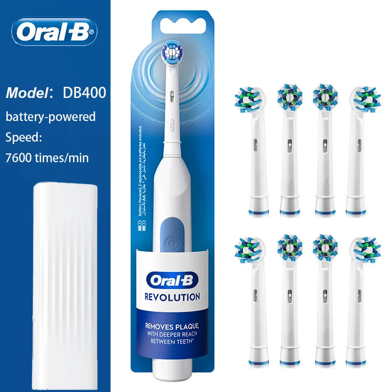 Oral B Rotation Electric Toothbrush AA Battery 7600 Rpm Cross Action Cleaning Teeth Tooth Brush with Brush Refills