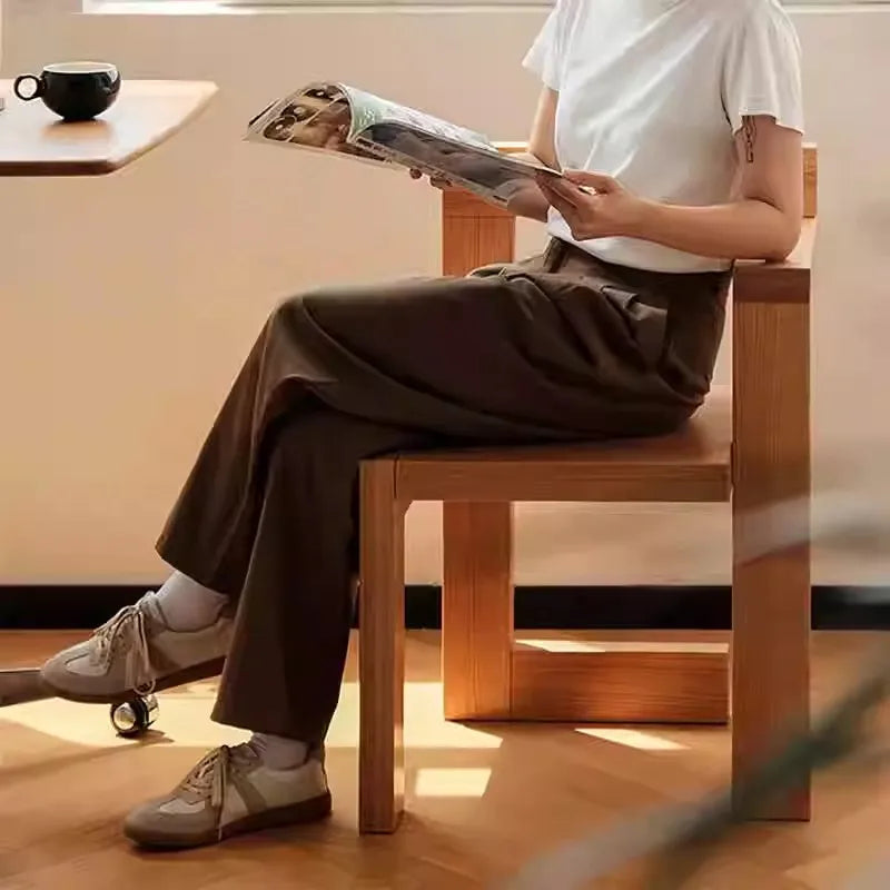 Mid Century Modern Solid Wood Building Block Chair Vintage Inspired Simplistic Leisure Dining Chair Design Creative Accent Seat