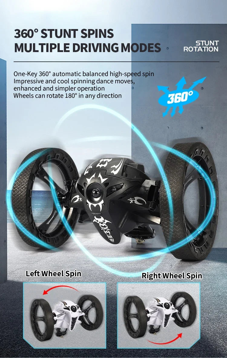 RC Stunt Car With Wifi Hd Camera Bounce Car Flexible Wheels Rotation Led Light Remote Control Jumping Vehicle Toy Gift Q207