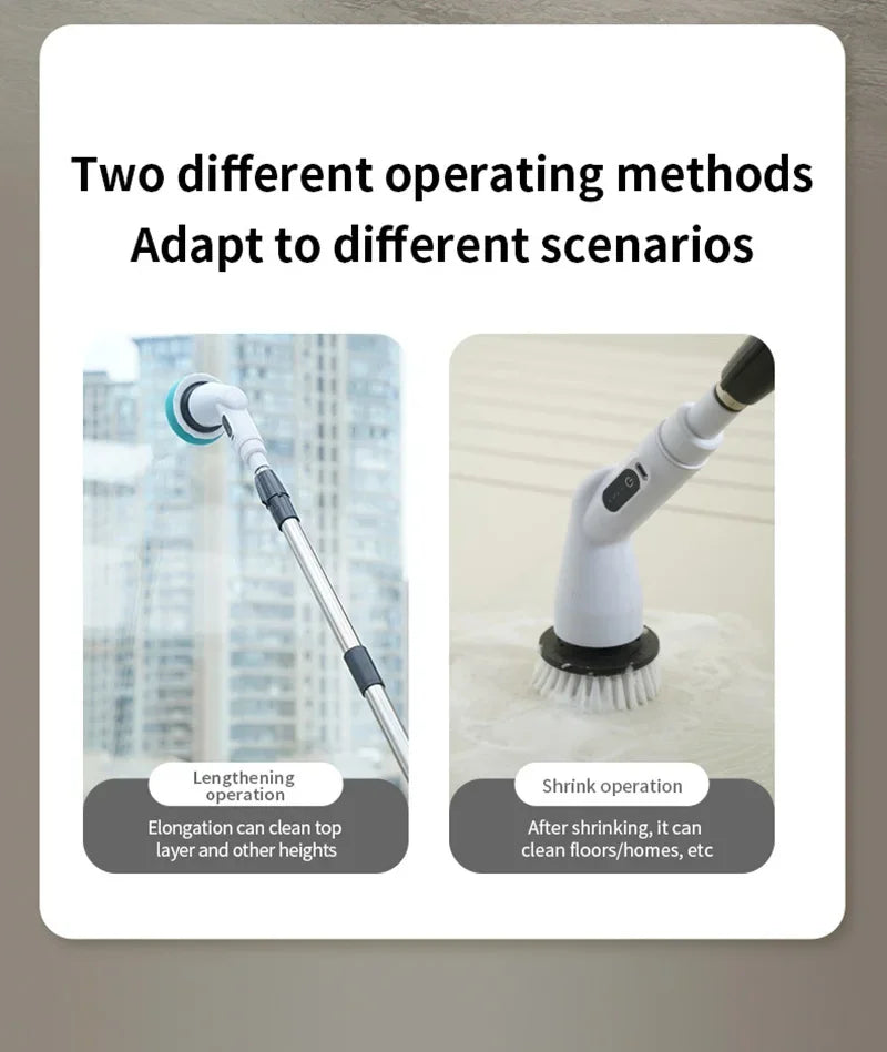 Xiaomi 2000mAh 6-in-1 Electric Cleaning Brush Wireless Electric Rotary Clean Brush Shower Clean 8 Head For Bathroom Kitchen Home