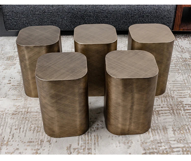 italian design antique graphite steel coffee table silver gold metal side table for living room modern