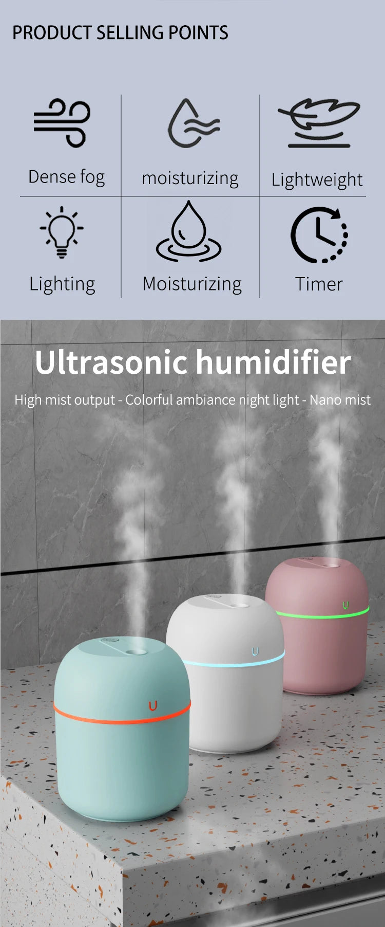 USB air humidifier Mini fog household small desktop humidifier Intelligent car aromatreatment machine