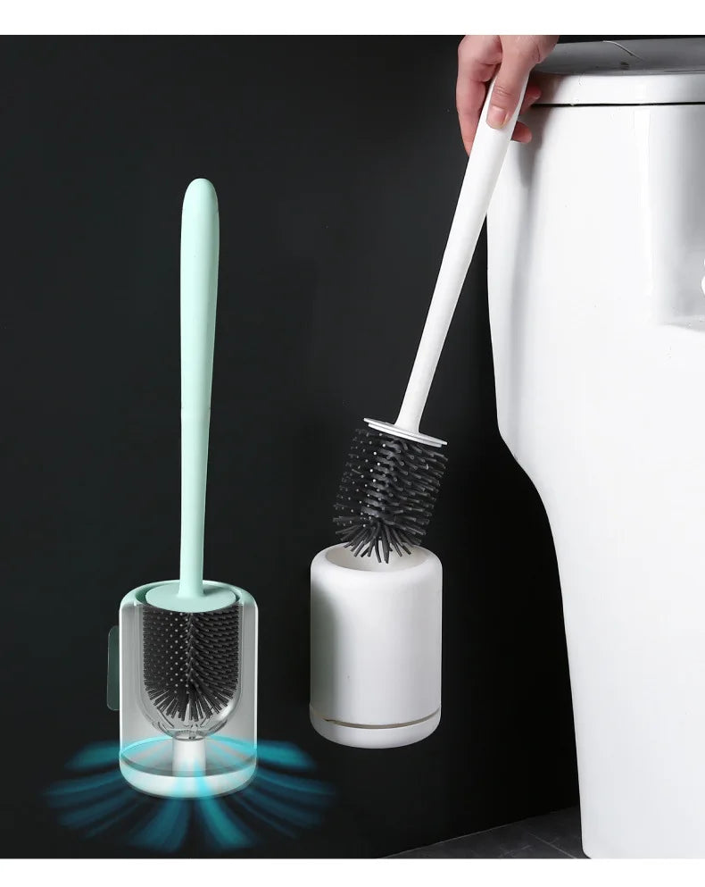WIKHOSTAR Toilet Brush Silicone Toilet Quick Drying Cleaning Brush Wall Mount Gap Brush with Holder Tool Bathroom Accessories