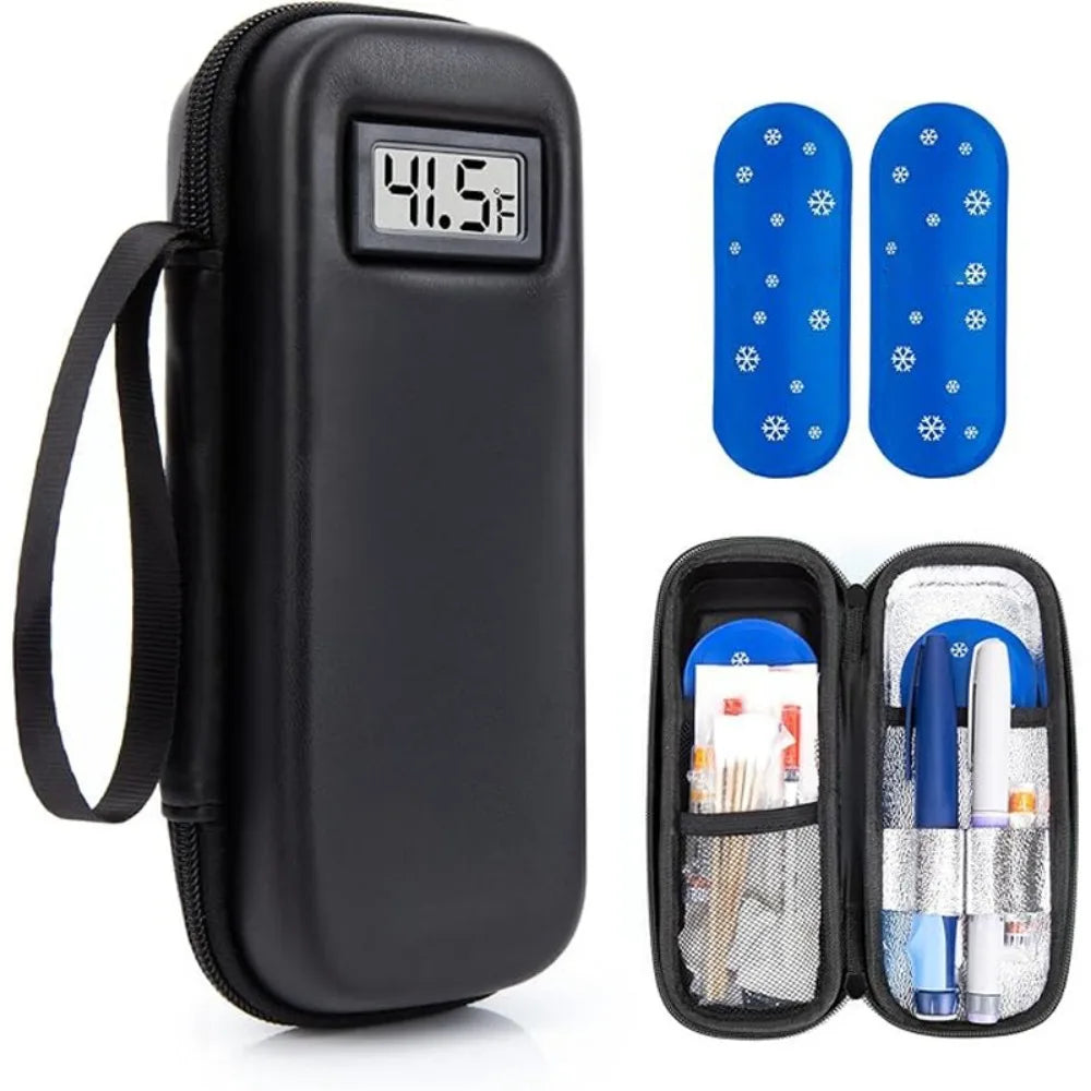 Insulin Cooler Travel Case with Thermometer Display Waterproof Medicine Organizer Bag Insulin Cooling Bag for Diabetics