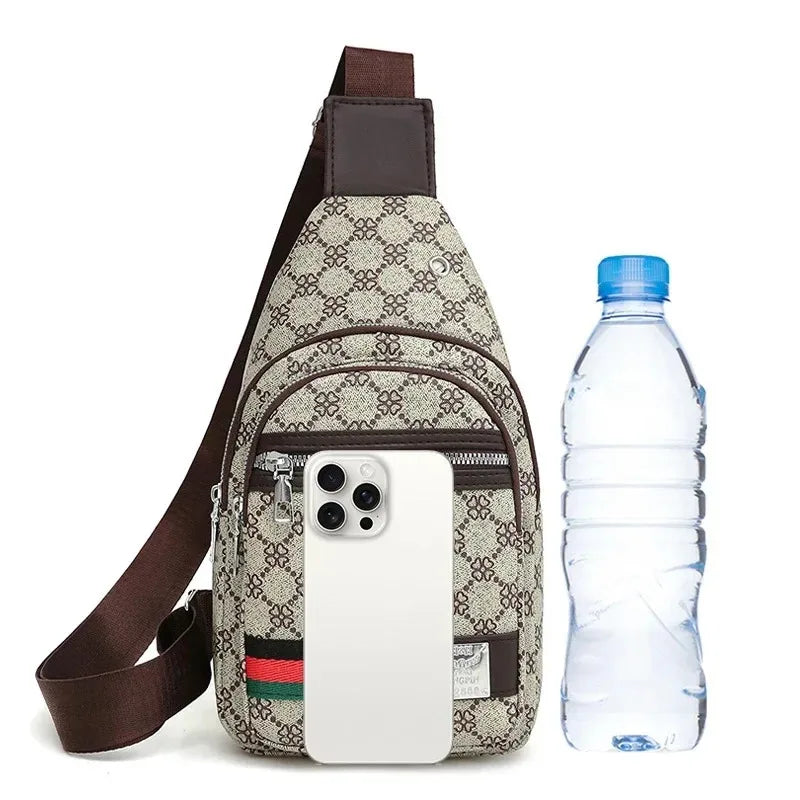 Men's Crossbody Casual Shoulder Cloth Chest Bag Handbag with Earphone Hole Multifunction Messenger Bag