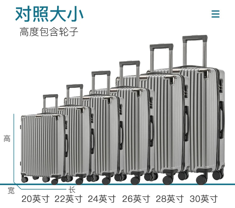 Men's Luggage 22-24 Inch Large Capacity Thickened Durable Travel Suitcase with Password Lock Student Suitcase Leather Carry-On